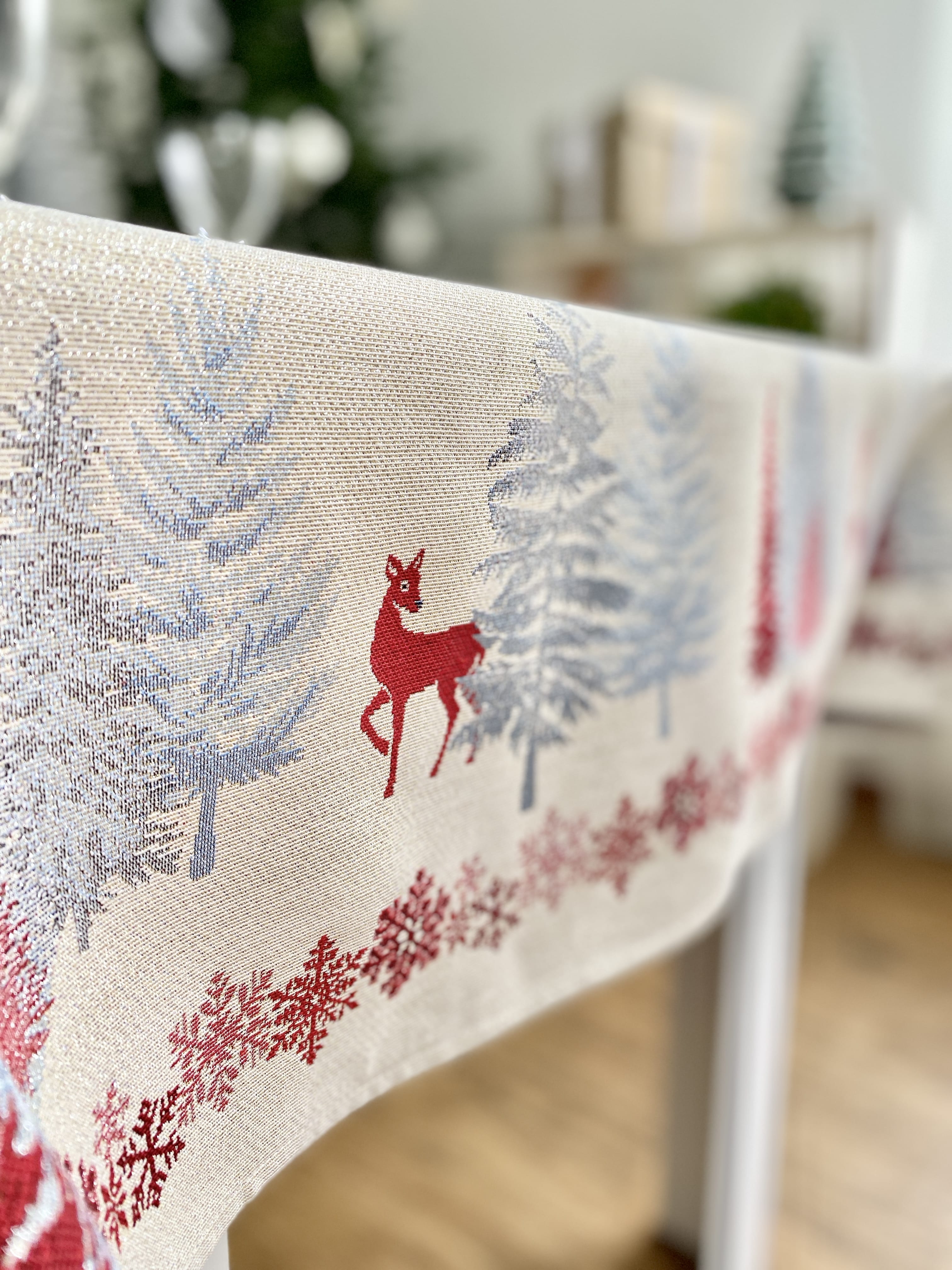 Buy Christmas tapestry Tablecloth "Christmas symphony" with silver thread UK Textil4Family