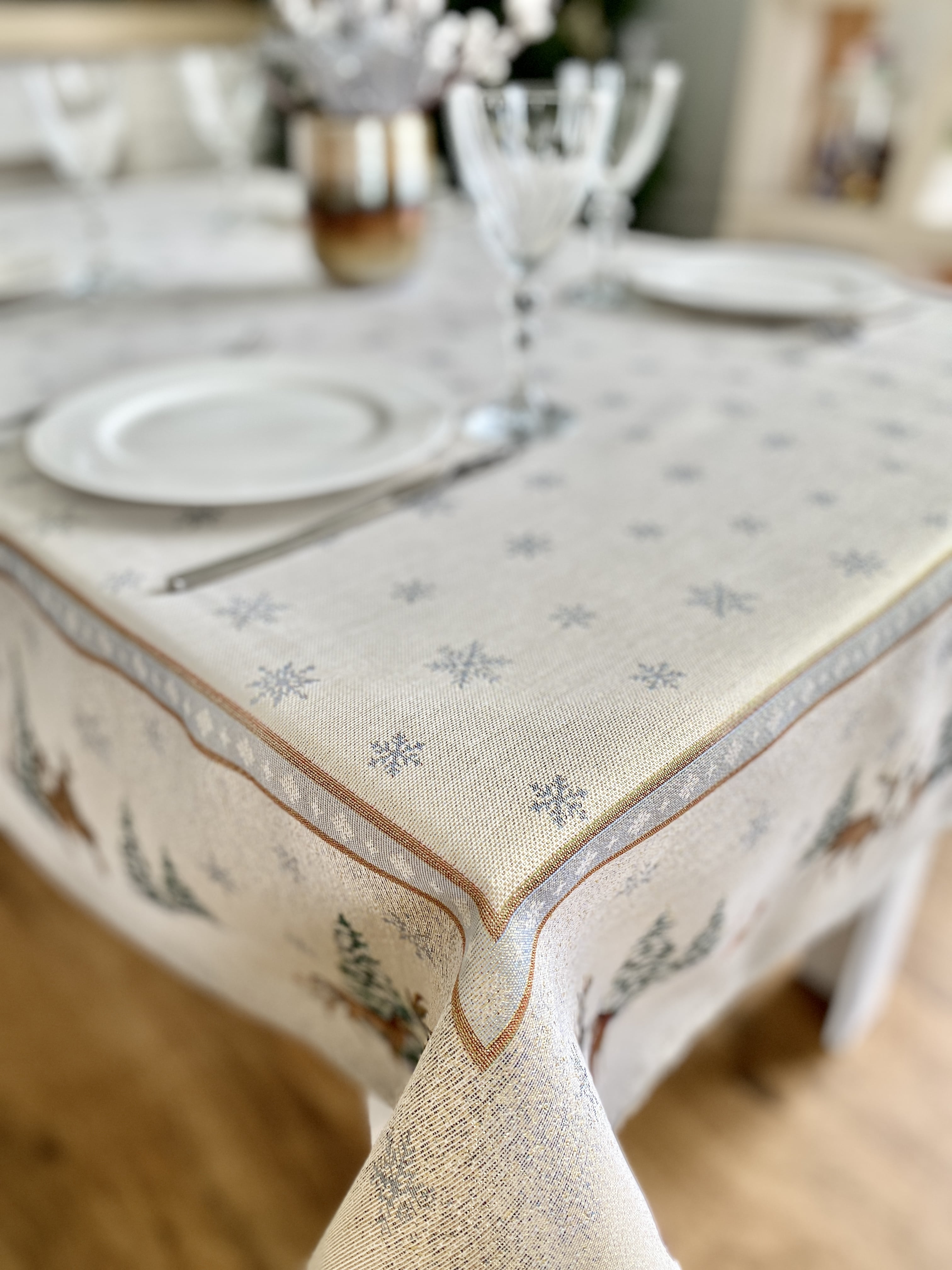Buy Christmas tapestry Tablecloth "Forest tale" with golden thread UK Textil4Family