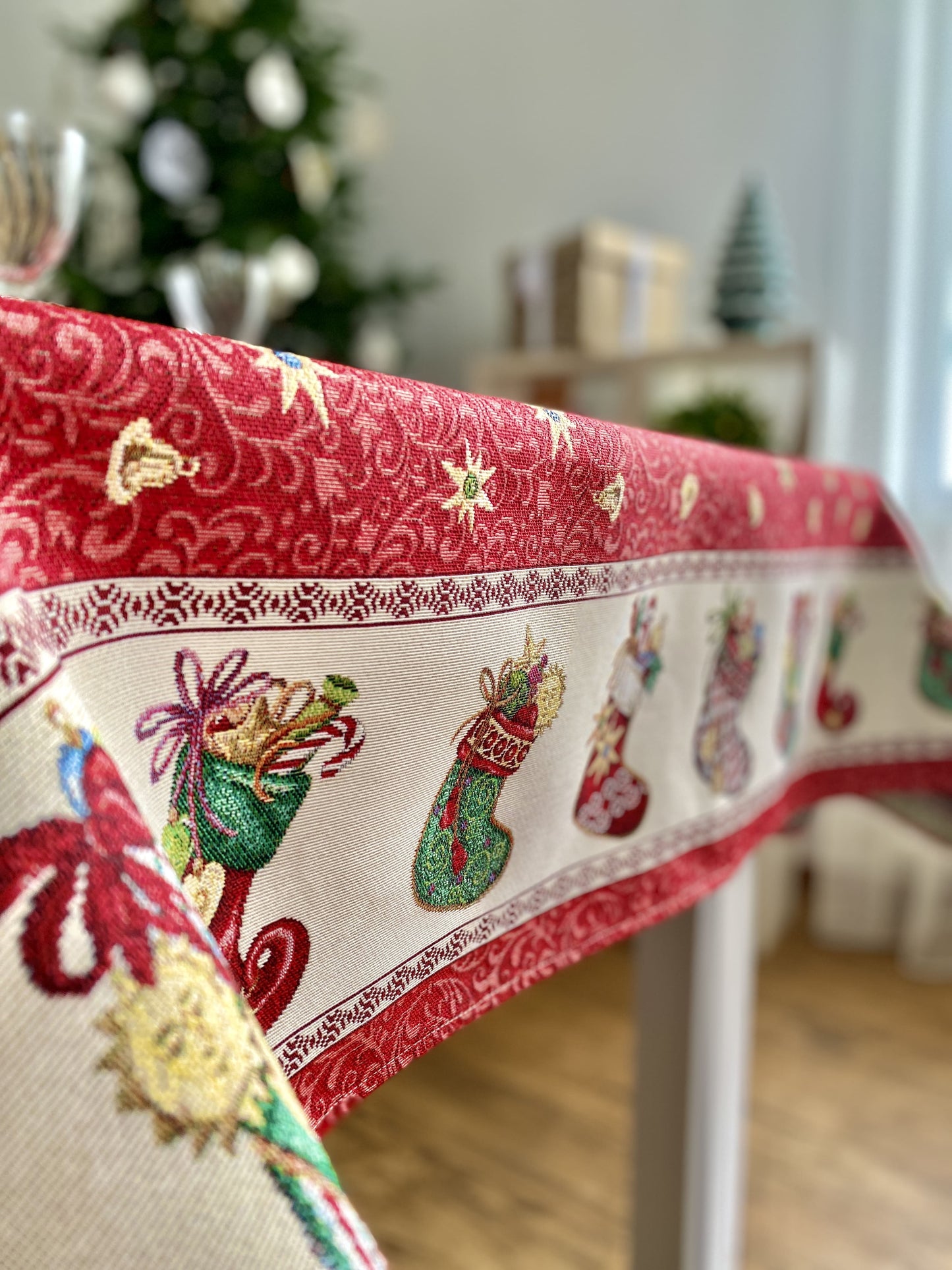 Buy Christmas tapestry Tablecloth "Christmas Stockings" UK Textil4Family