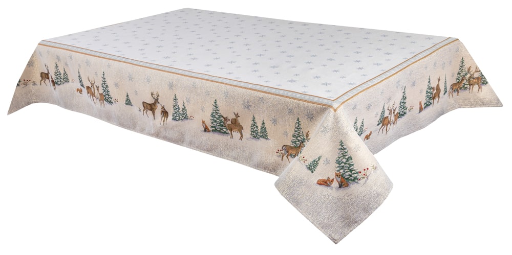 Buy Christmas tapestry Tablecloth "Forest tale" with golden thread UK Textil4Family