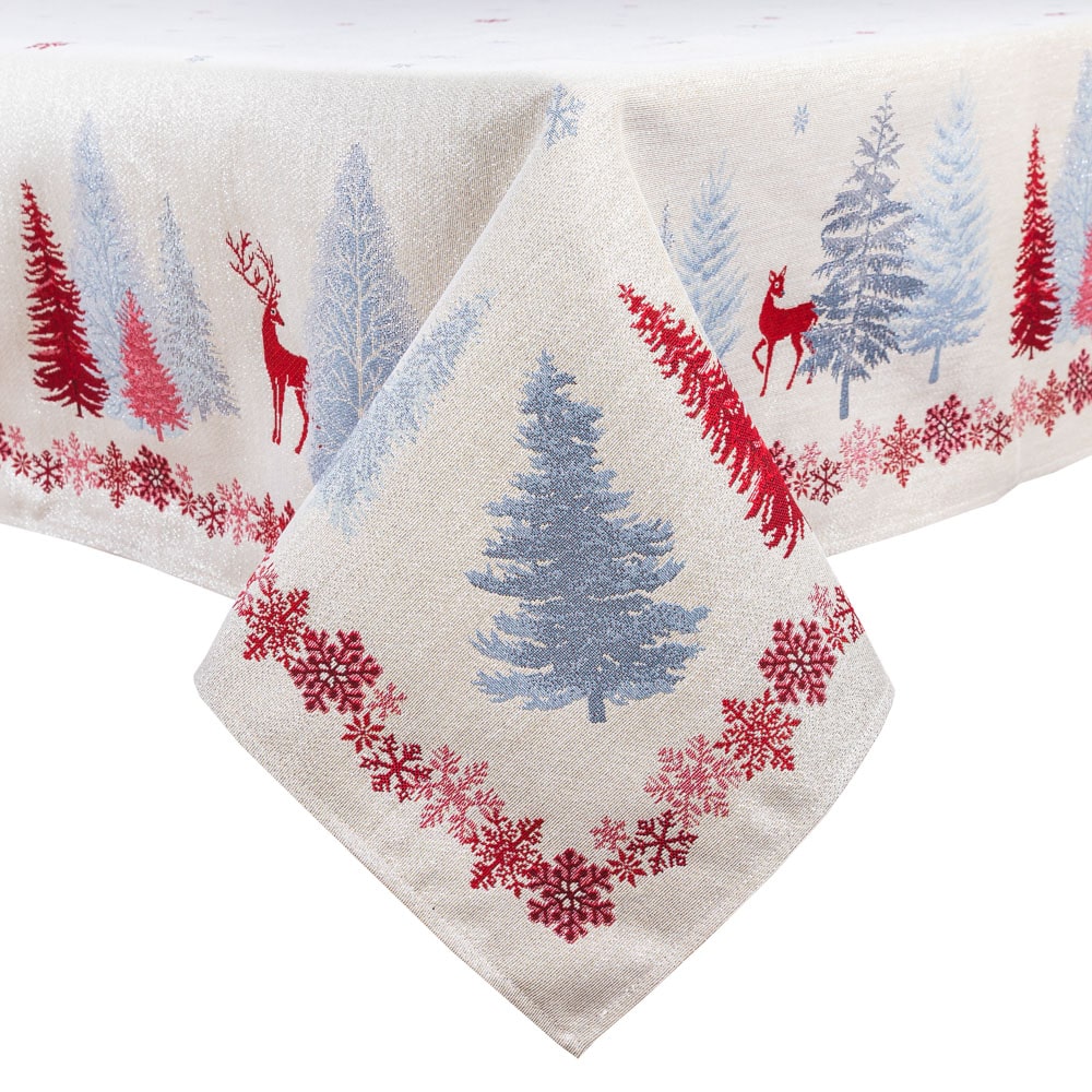 Buy Christmas tapestry Tablecloth "Christmas symphony" with silver thread UK Textil4Family