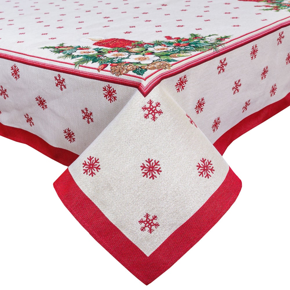 Buy Christmas tapestry Tablecloth "Christmas Candle" with silver thread UK Textil4Family