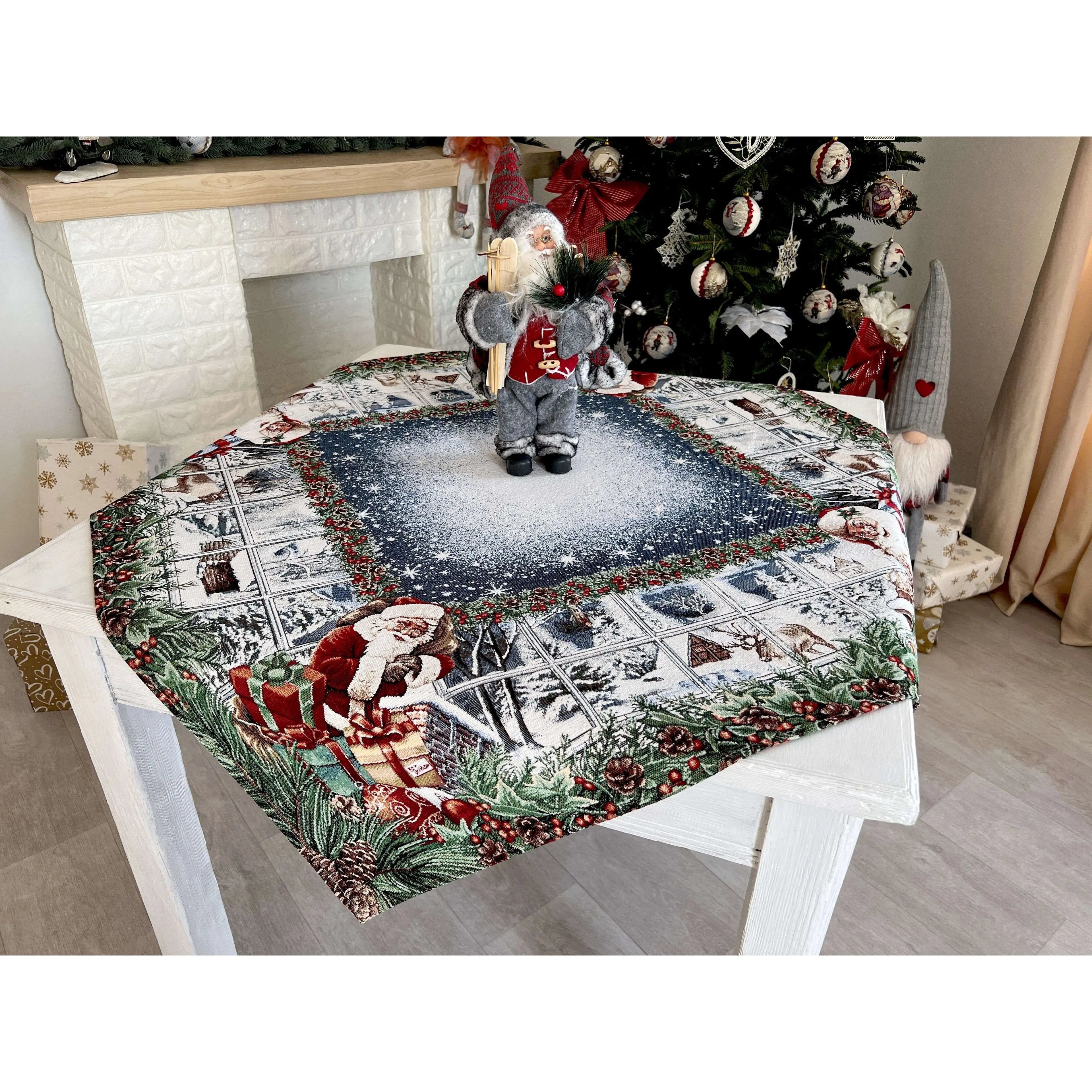 Christmas tapestry tablecloth «WINDOW» With microfibre Limaso Textile
