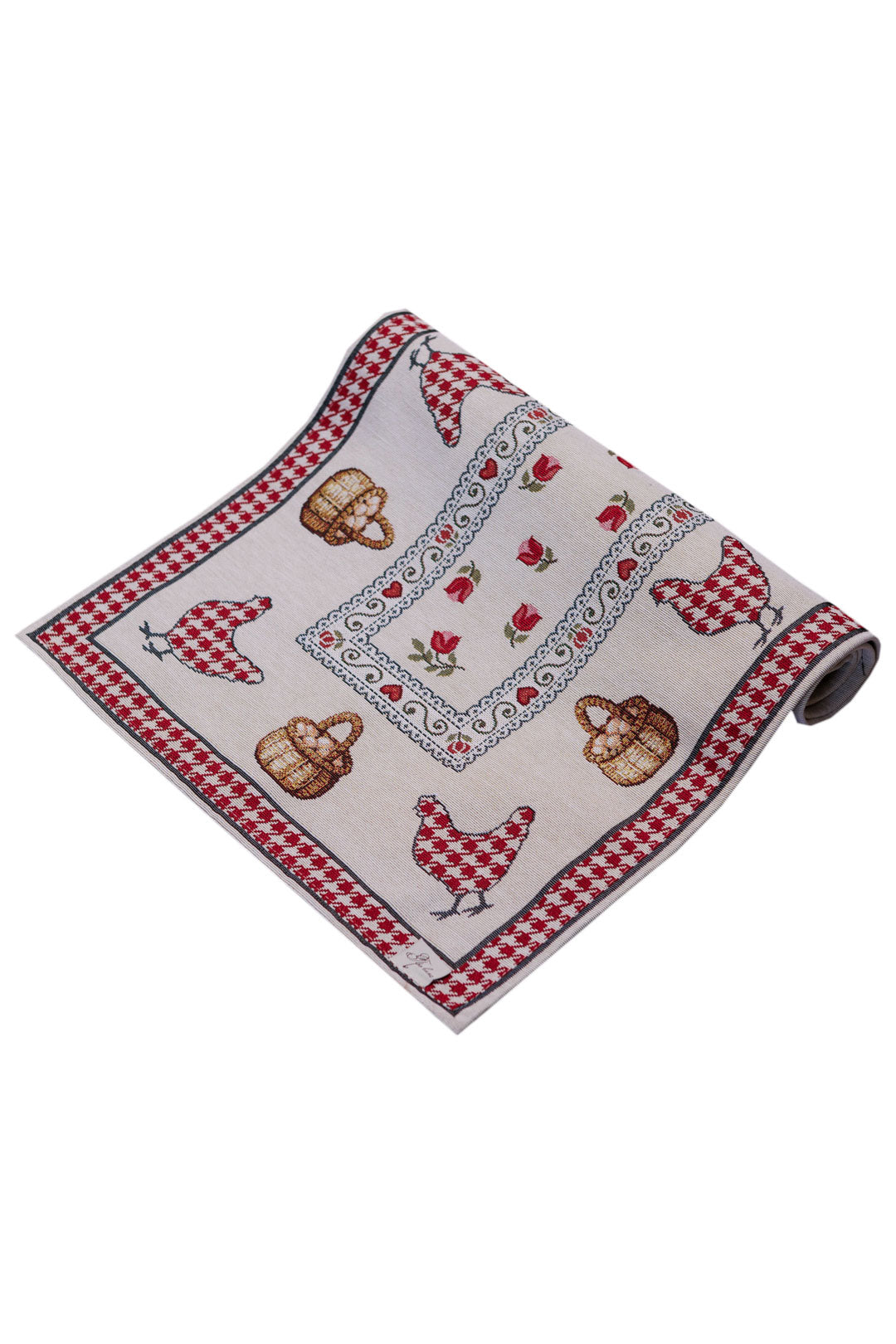 Table Runner «Rooster/Chicken» - Premium Gobelin - Textile4Family