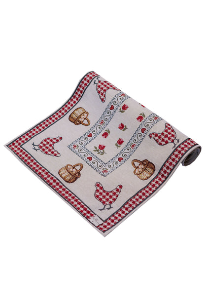 Table Runner «Rooster/Chicken» - Premium Gobelin - Textile4Family