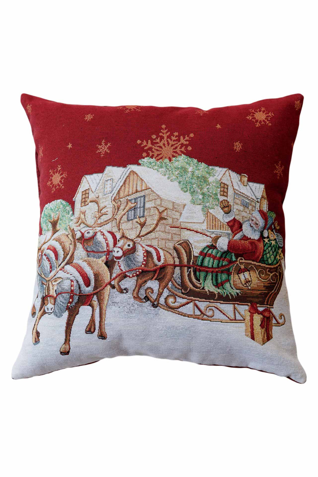 Christmas Cushion cover «Present» with Golden Lurex - Premium Gobelin - Textile4Family