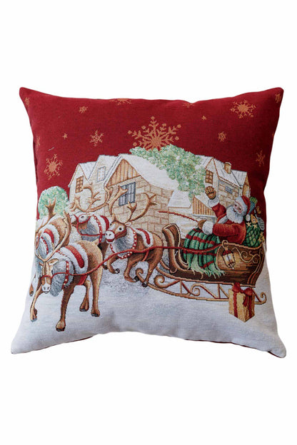 Christmas Cushion cover «Present» with Golden Lurex - Premium Gobelin