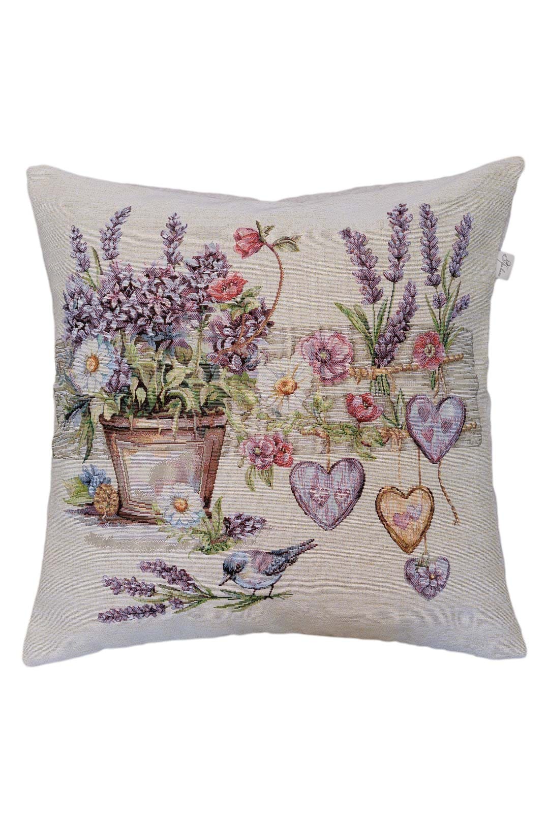 Cushion cover «Bird in lavender» - Luxury Tapestry - Textile4Family