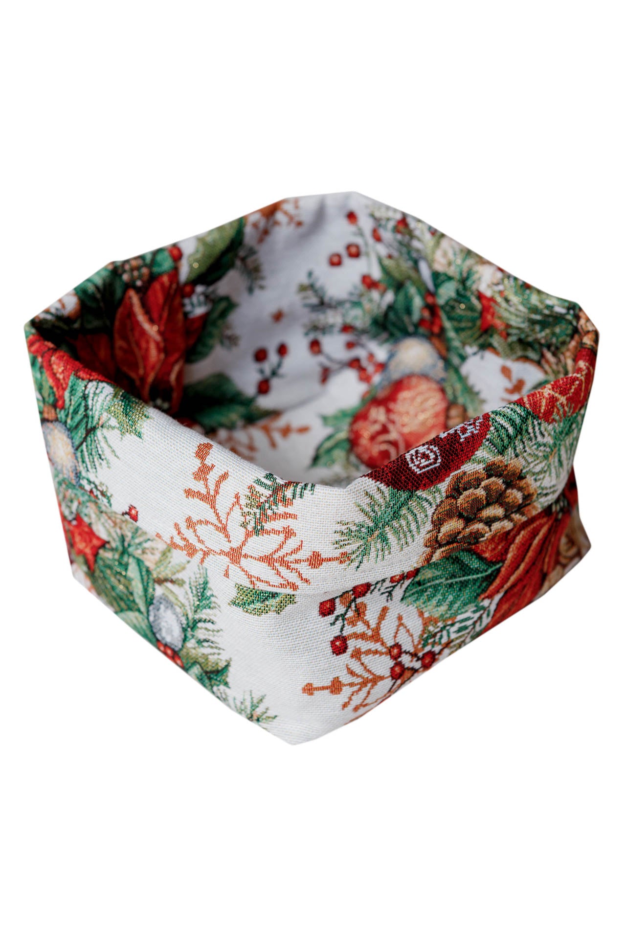 Christmas Bread Basket «Present» with Golden Lurex - Premium Gobelin