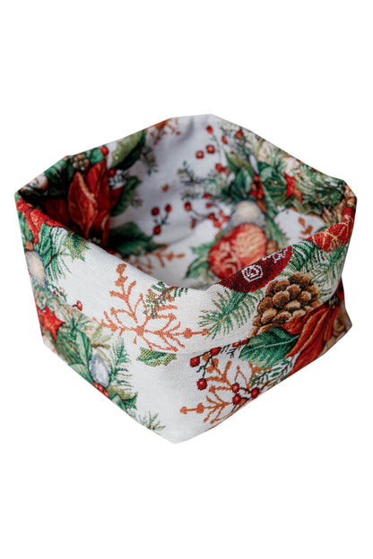 Christmas Bread Basket «Present» with Golden Lurex - Premium Gobelin