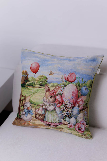Easter Cushion cover «Bunny countryside-2» - Luxury Tapestry - Textile4Family