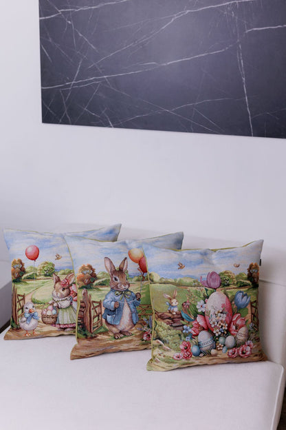 Easter Cushion cover «Bunny countryside-3» - Luxury Tapestry - Textile4Family