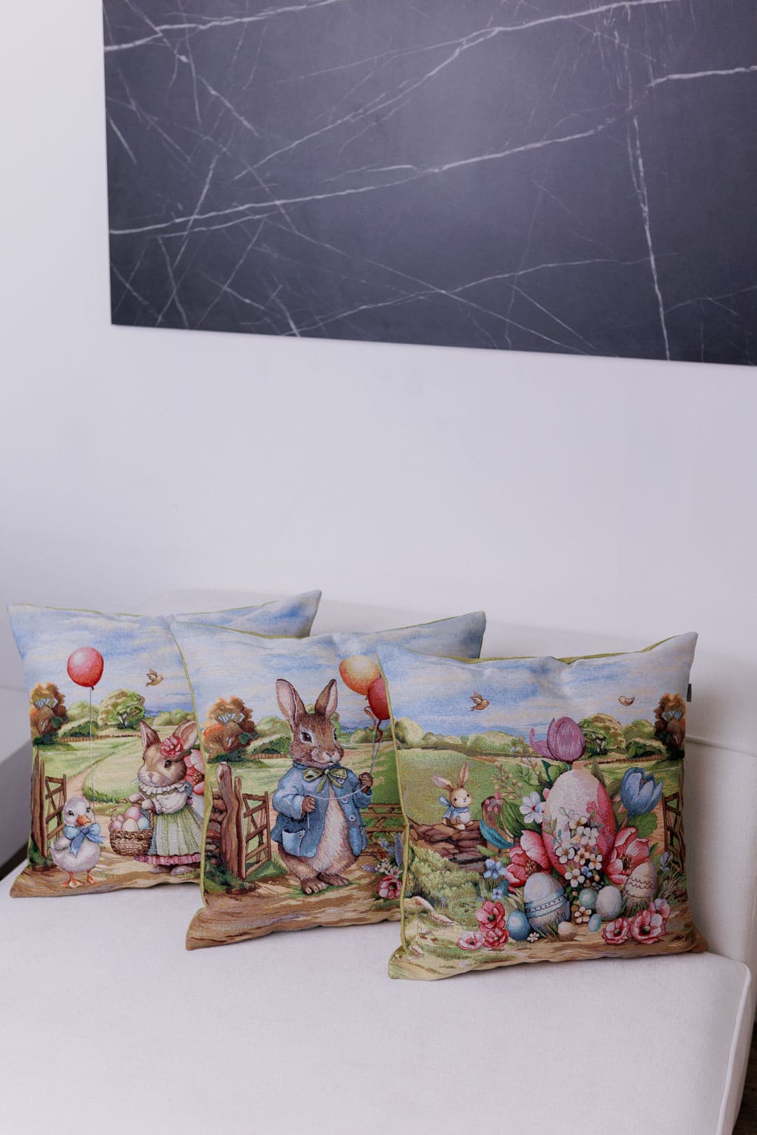Easter Cushion cover «Bunny countryside-2» - Luxury Tapestry - Textile4Family