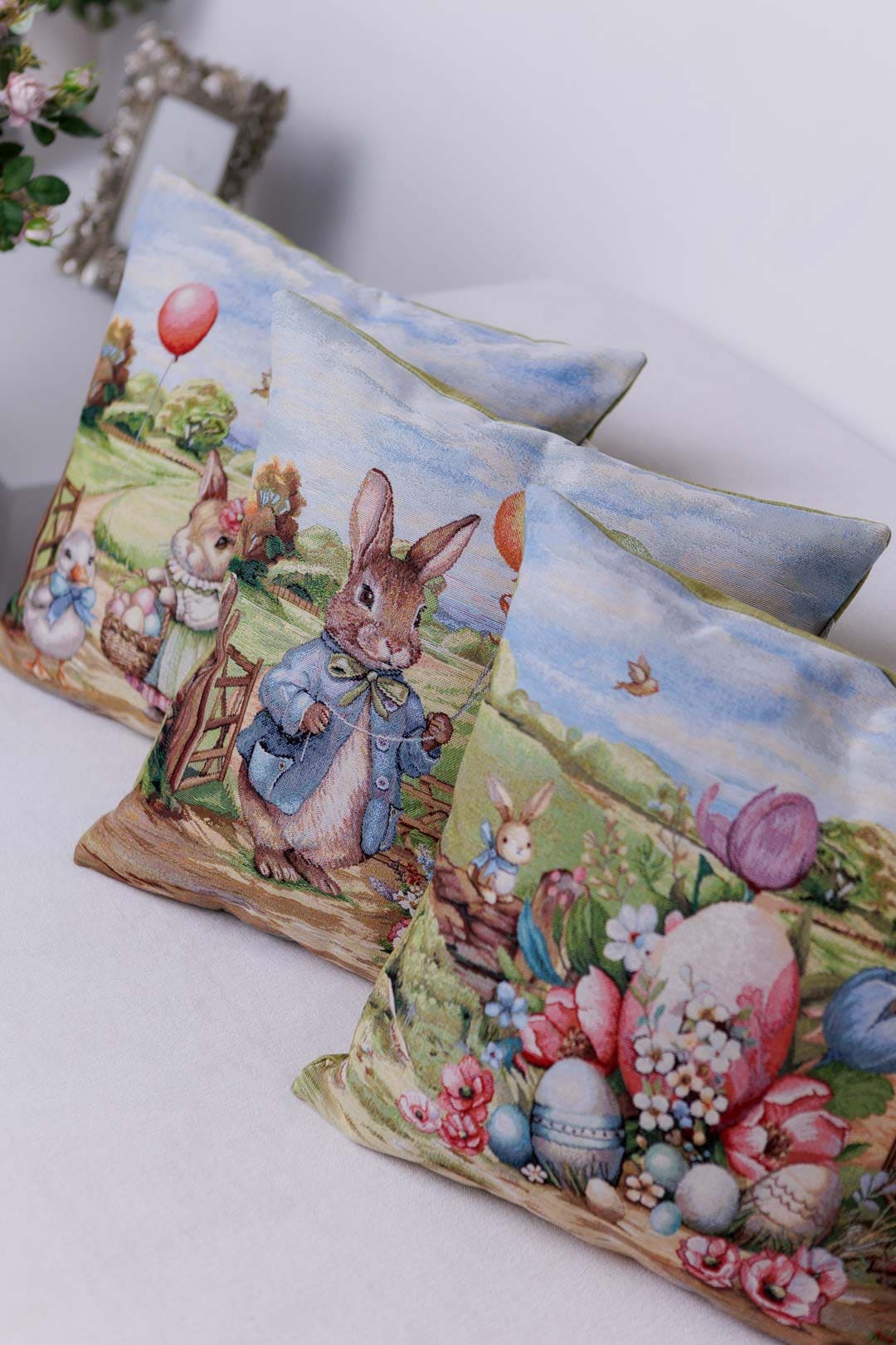 Easter Cushion cover «Bunny countryside-3» - Luxury Tapestry - Textile4Family