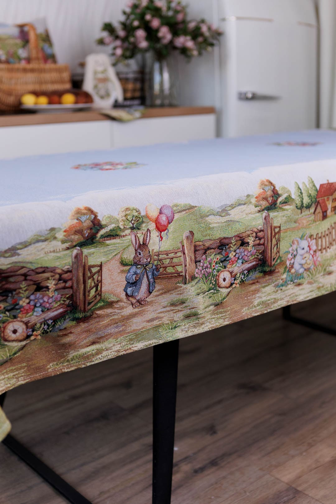 Easter Rectangular tablecloth «Bunny countryside» - Luxury Tapestry - Textile4Family