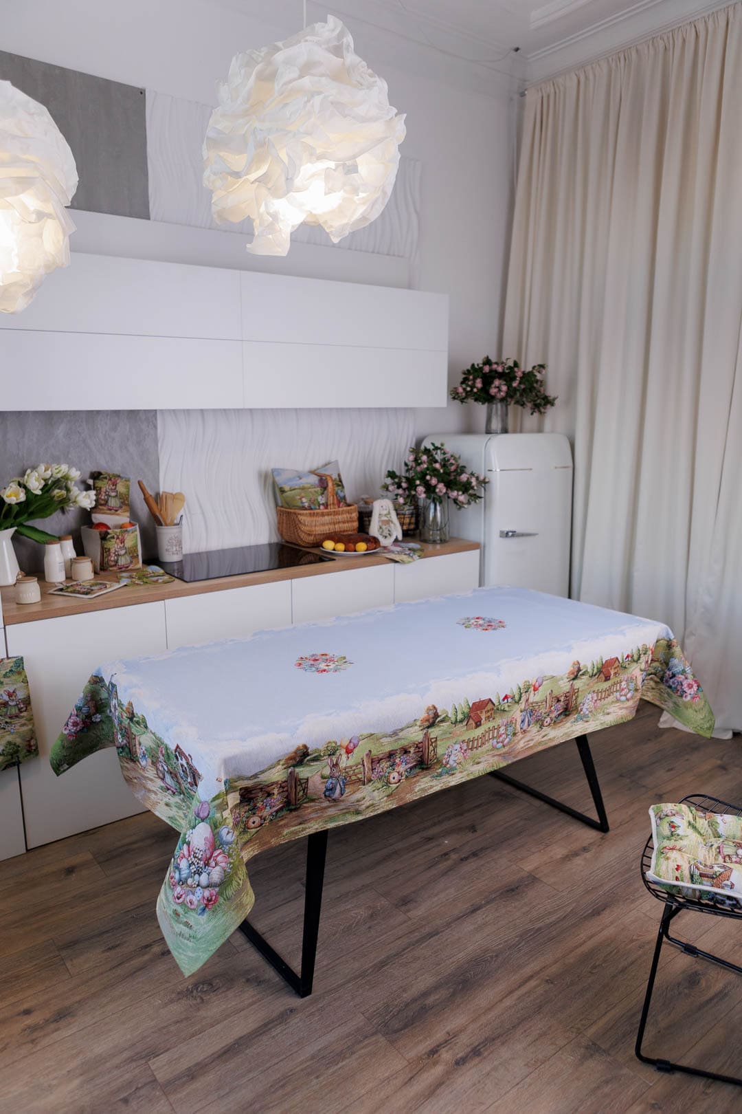Easter Rectangular tablecloth «Bunny countryside» - Luxury Tapestry - Textile4Family