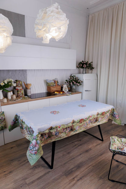 Easter Rectangular tablecloth «Bunny countryside» - Luxury Tapestry - Textile4Family