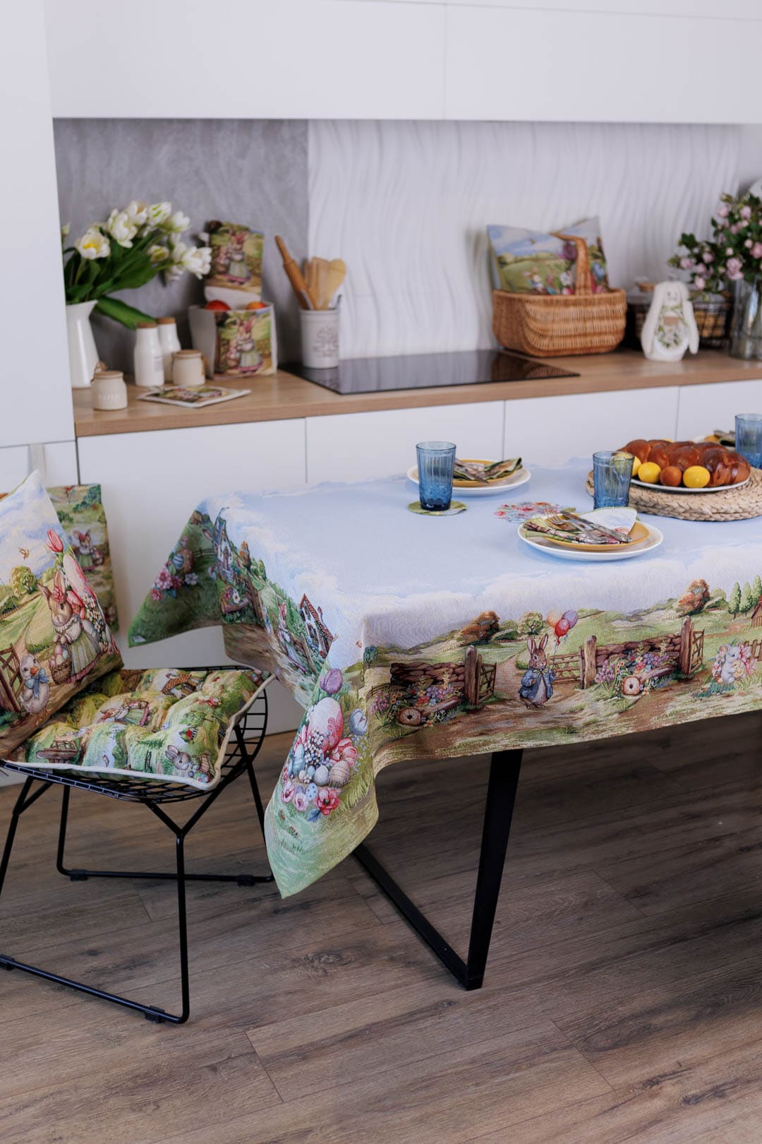 Easter Rectangular tablecloth «Bunny countryside» - Luxury Tapestry - Textile4Family
