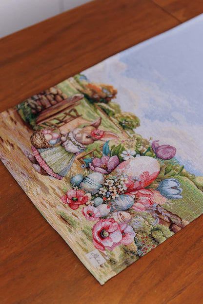 Easter Table Runner «Bunny countryside» - Luxury Tapestry - Textile4Family