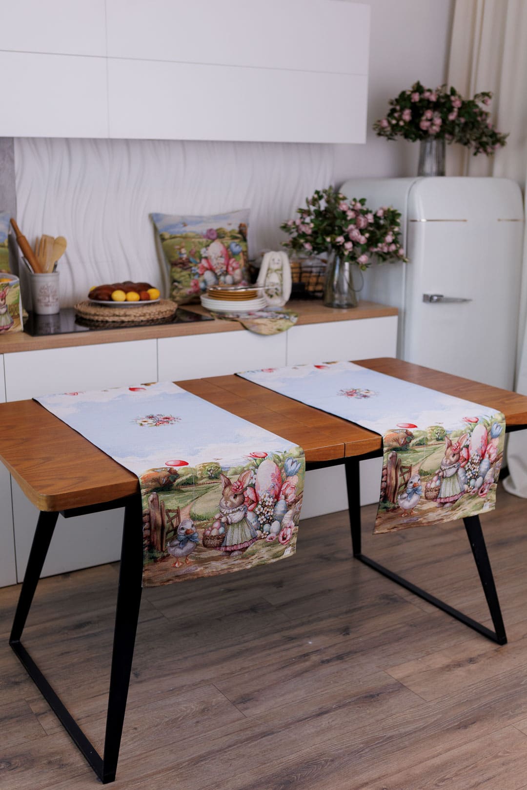 Easter Table Runner «Bunny countryside» - Luxury Tapestry - Textile4Family
