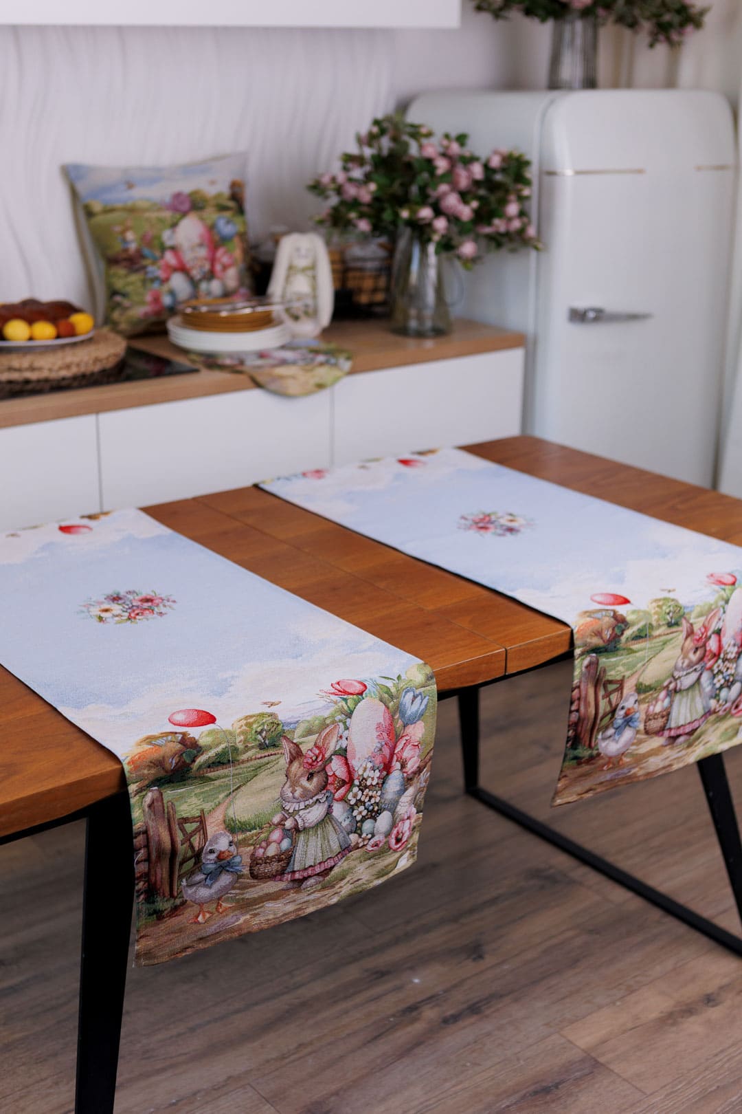 Easter Table Runner «Bunny countryside» - Luxury Tapestry - Textile4Family