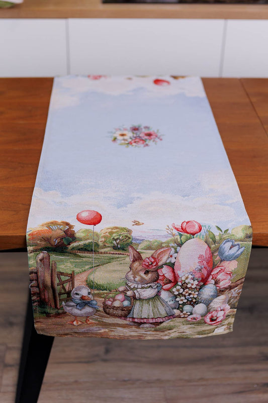 Easter Table Runner «Bunny countryside» - Luxury Tapestry - Textile4Family