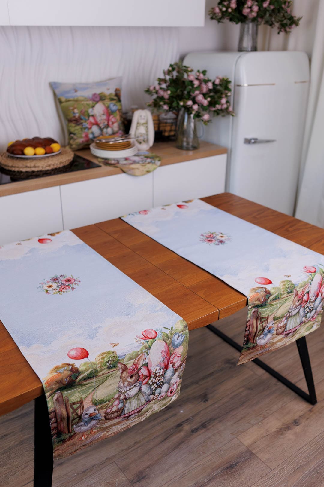Easter Table Runner «Bunny countryside» - Luxury Tapestry - Textile4Family
