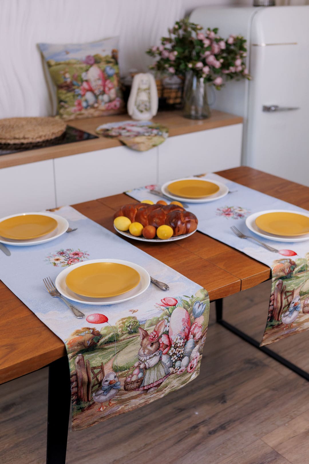 Easter Table Runner «Bunny countryside» - Luxury Tapestry - Textile4Family