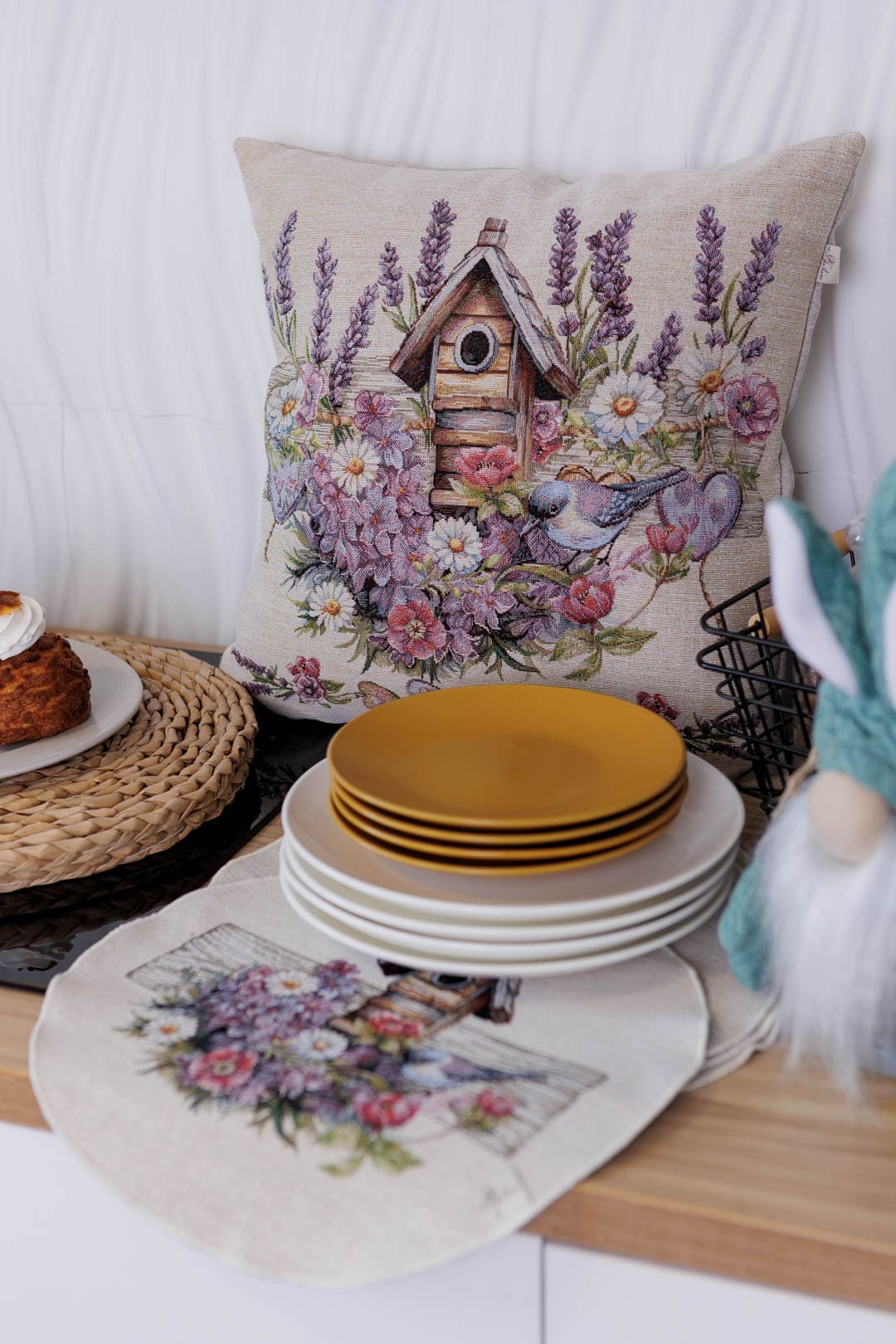 Cushion cover «Lavender bird» - Luxury Tapestry - Textile4Family