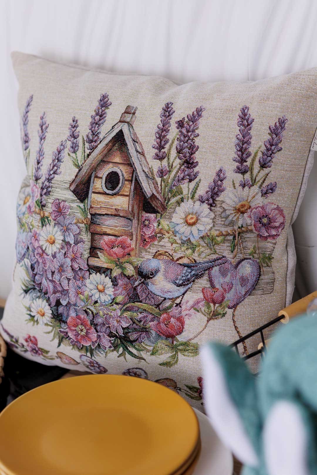 Cushion cover «Lavender bird» - Luxury Tapestry - Textile4Family