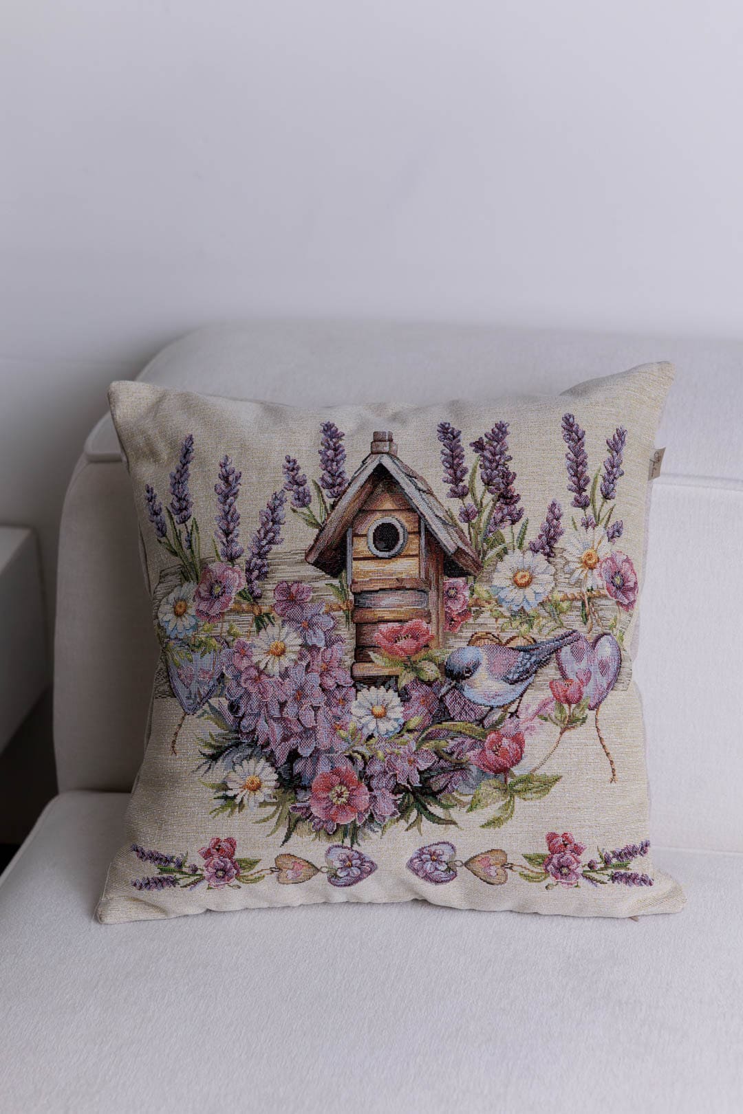 Cushion cover «Lavender bird» - Luxury Tapestry - Textile4Family