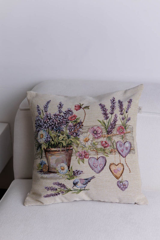Cushion cover «Bird in lavender» - Luxury Tapestry - Textile4Family