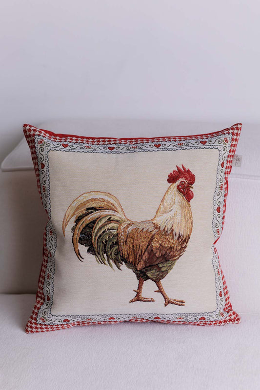 Cushion cover «Rooster/Chicken -2» - Premium Gobelin - Textile4Family