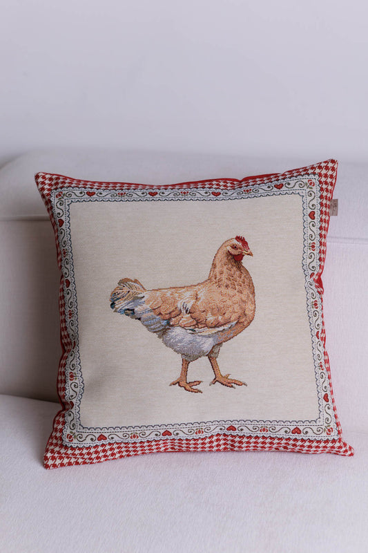 Cushion cover «Rooster/Chicken -1» - Premium Gobelin - Textile4Family