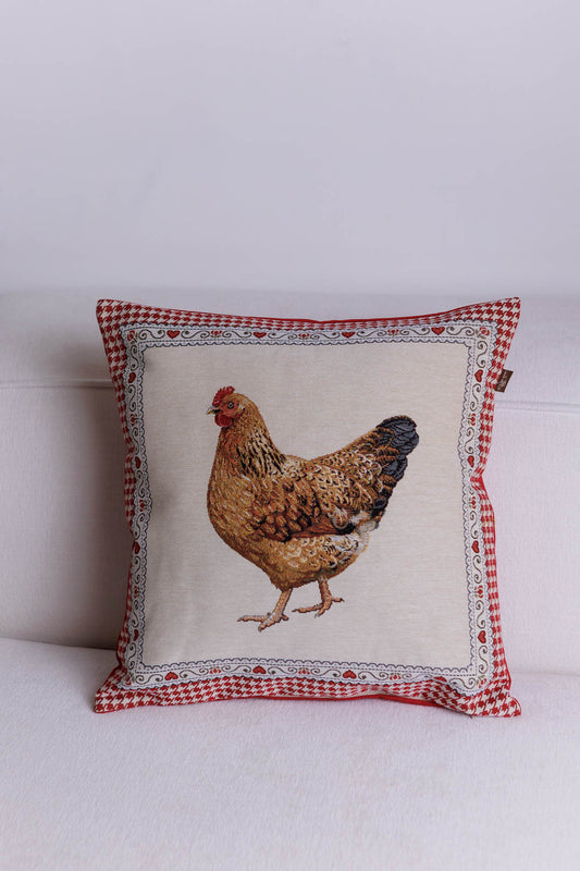 Cushion cover «Rooster/Chicken -3» - Premium Gobelin - Textile4Family