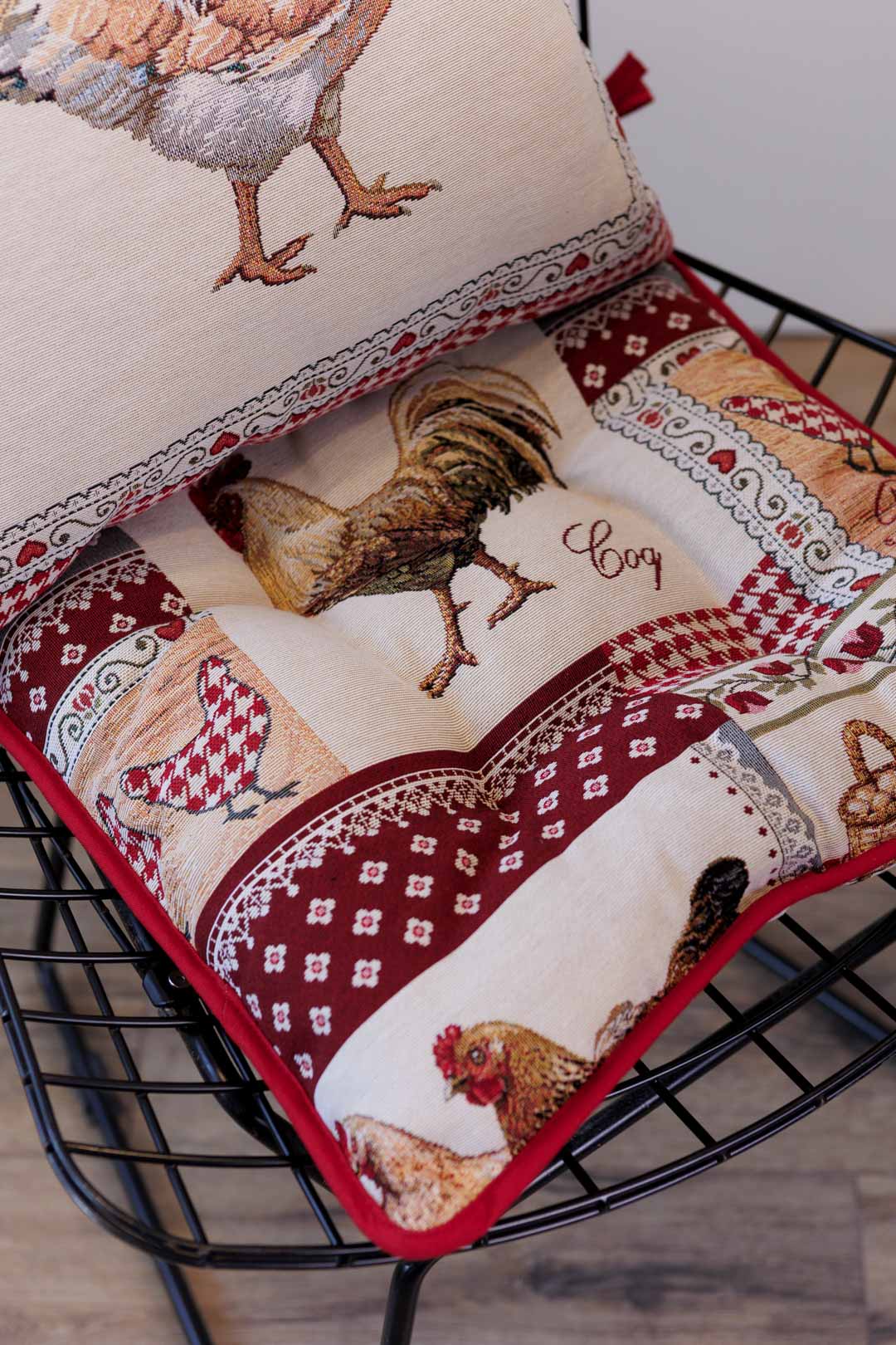 Chair cushion «Rooster/Chicken» - Premium Gobelin - Textile4Family