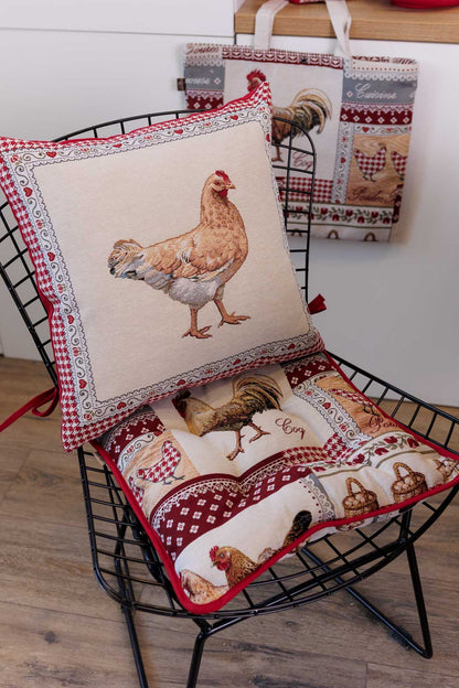 Chair cushion «Rooster/Chicken» - Premium Gobelin - Textile4Family