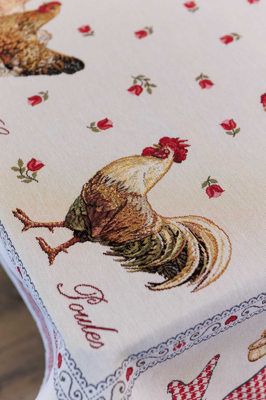 Rectangular tablecloth «Rooster/Chicken» - Premium Gobelin - Textile4Family