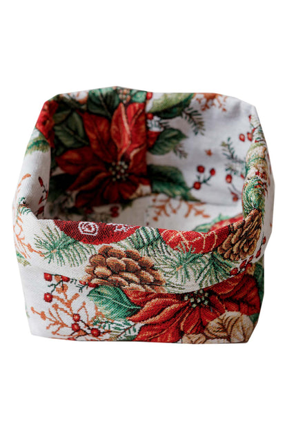 Christmas Bread Basket «Present» with Golden Lurex - Premium Gobelin