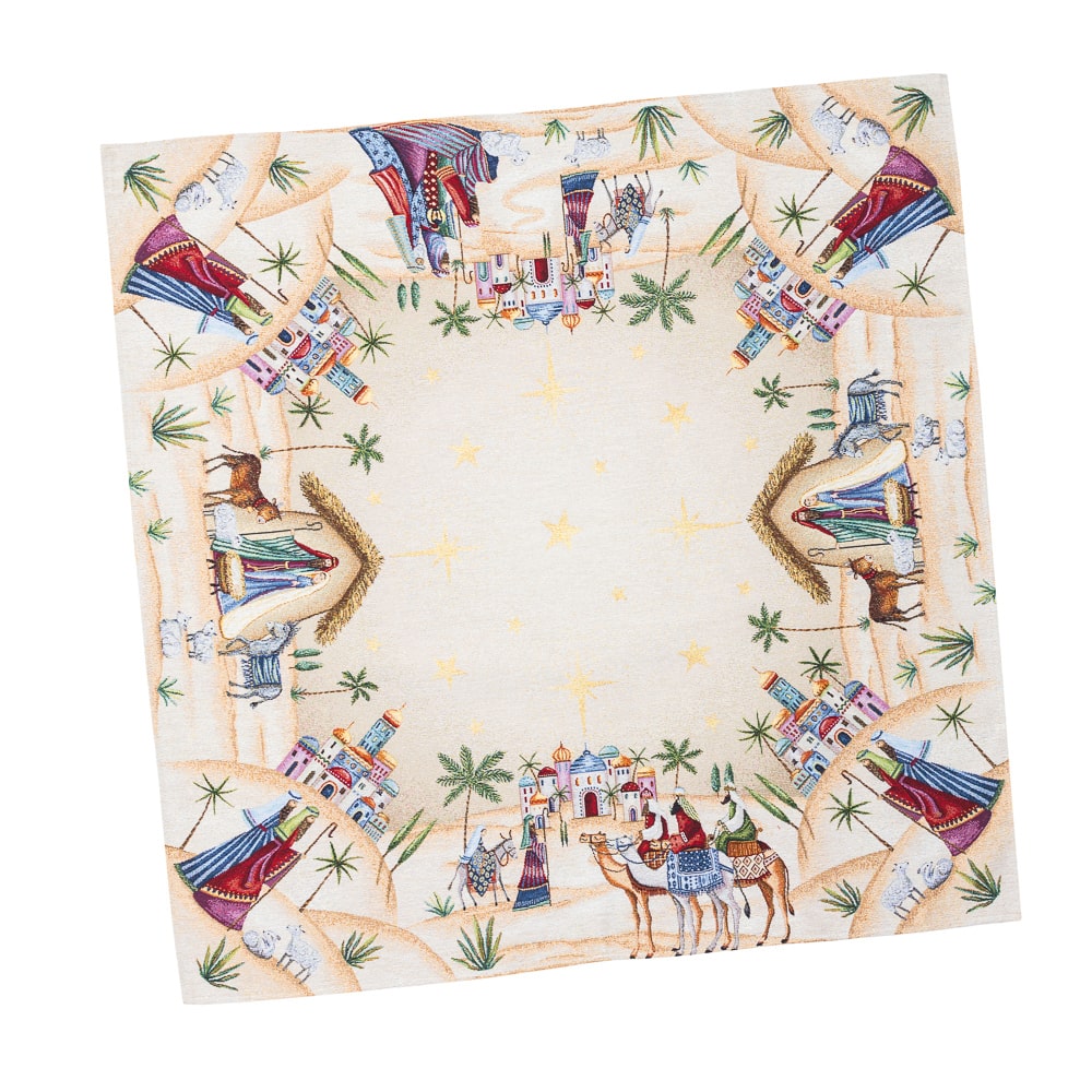 Square Tablecloth «Adara» with Golden Lurex - Luxury Tapestry