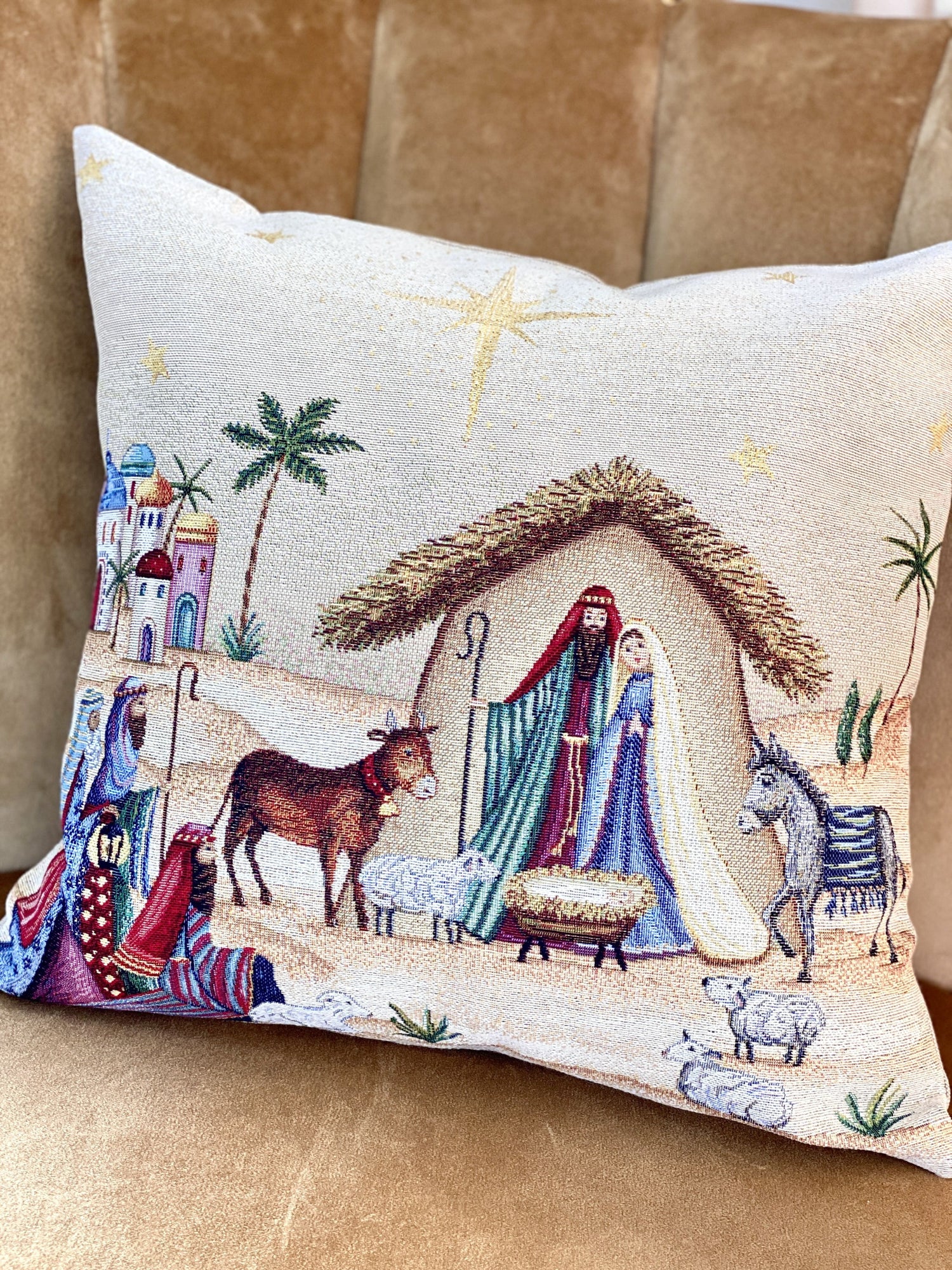 Christmas Cushion cover «Adara» with Golden Lurex - Luxury Tapestry - Textile4Family