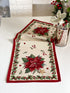 Christmas Table Runner  «Red Poinsettia» with Golden Lurex - Luxury Tapestry - Textile4Family