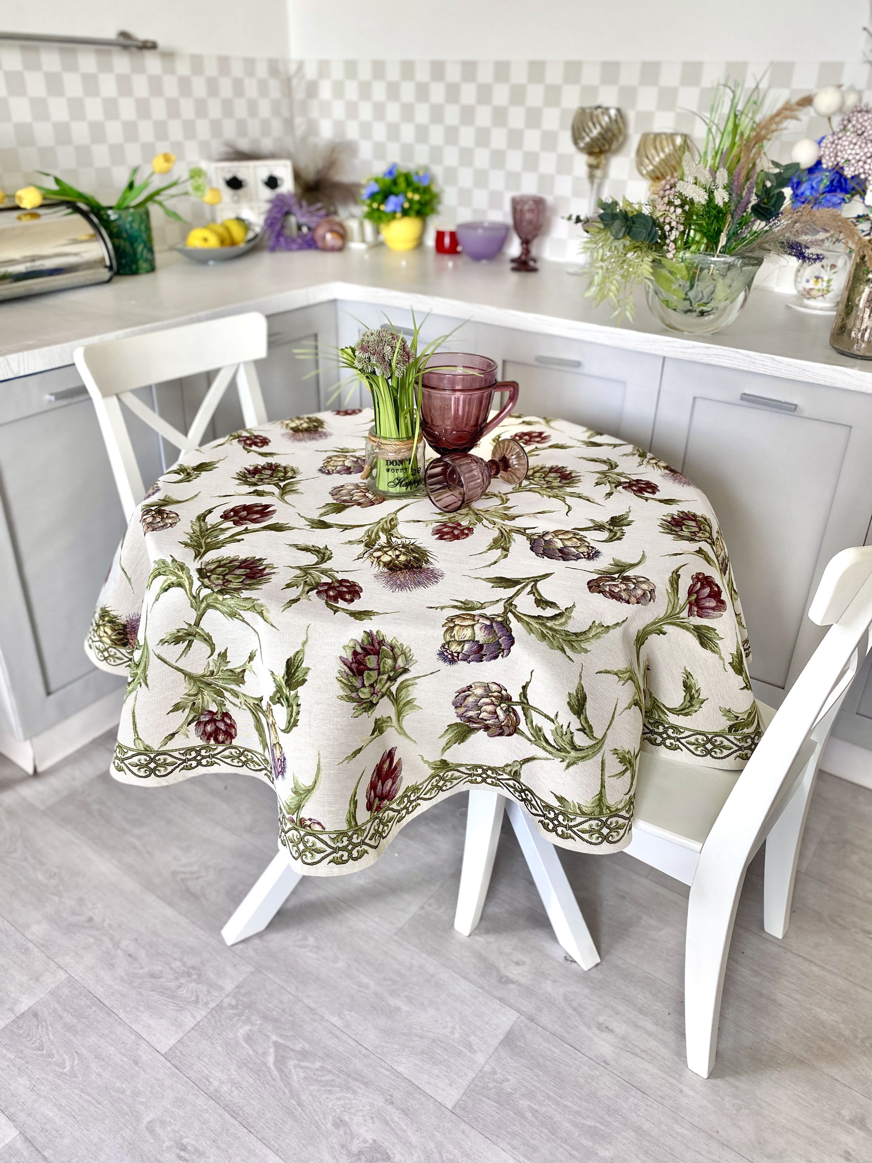 Round Tablecloth «Artichoke» - Premium Gobelin - Textile4Family