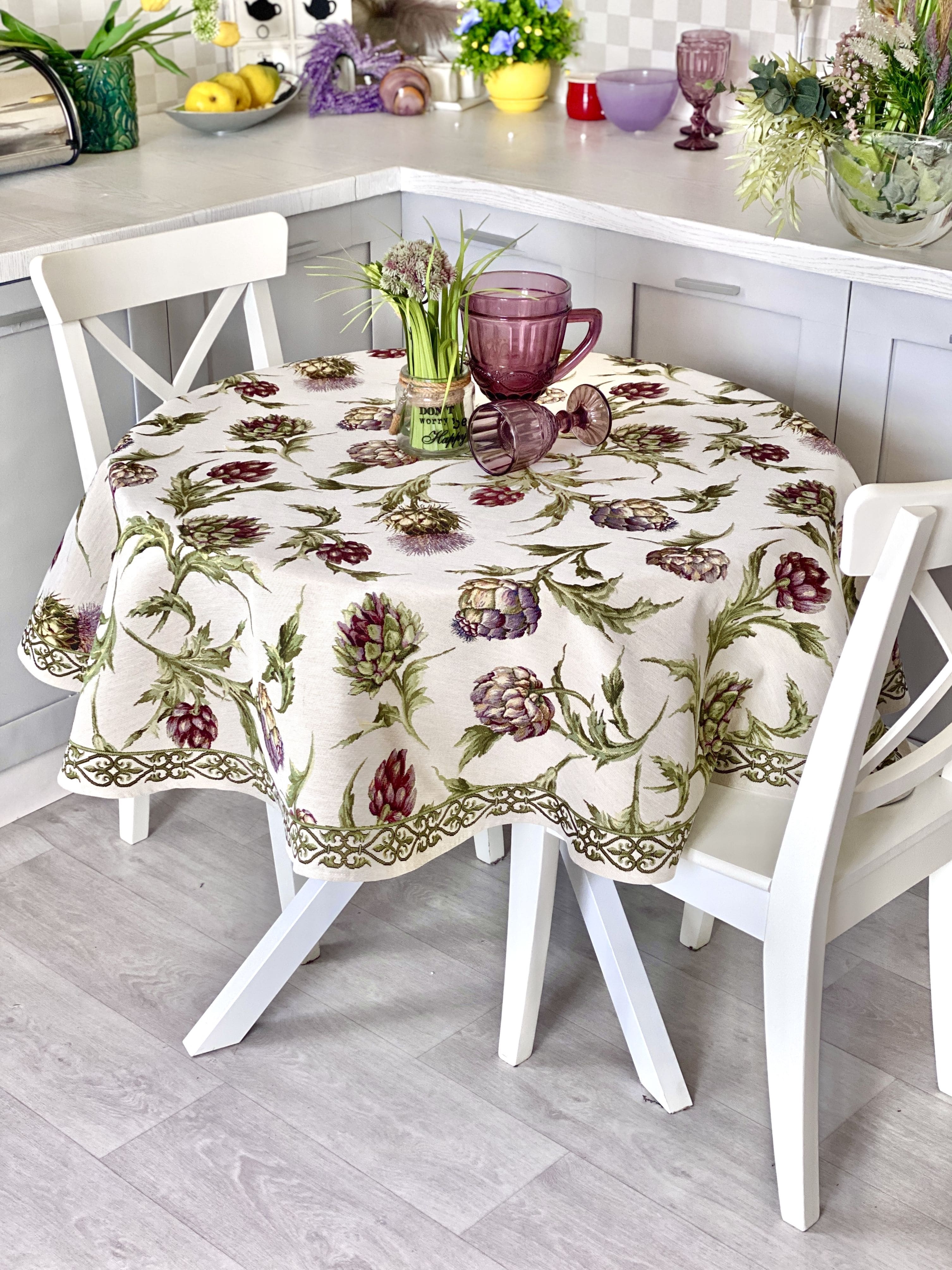 Round Tablecloth «Artichoke» - Premium Gobelin - Textile4Family
