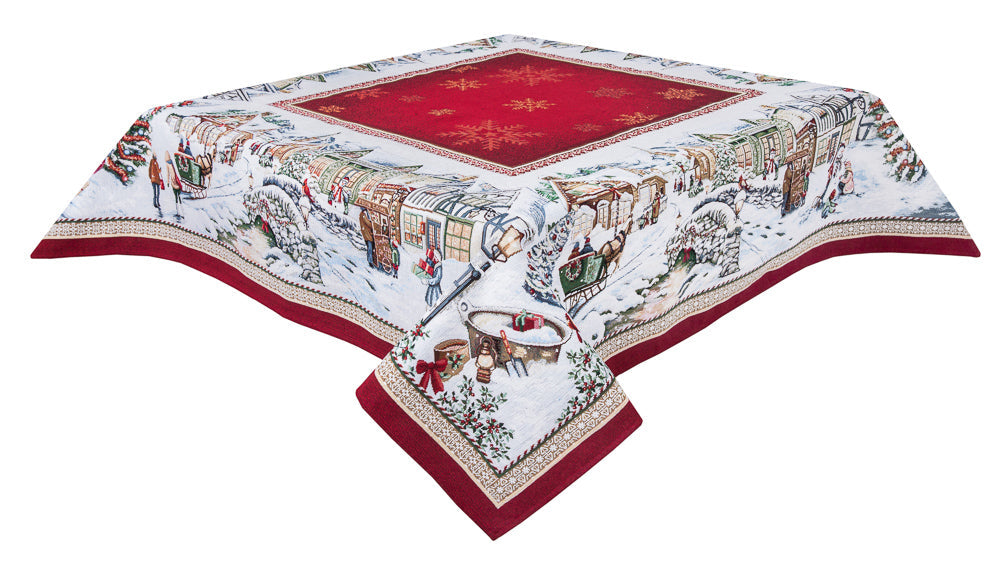 Christmas tapestry tablecloth «Snowy city» With microfibre Limaso Textile
