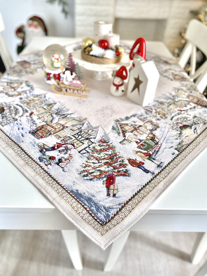 Christmas tapestry tablecloth «Festive mood» With microfibre & silver lurex