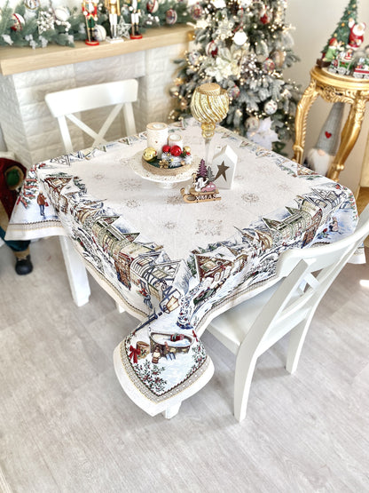 Christmas tapestry tablecloth «Festive mood» With microfibre & silver lurex