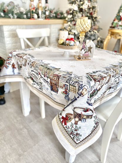 Christmas tapestry tablecloth «Festive mood» With microfibre & silver lurex