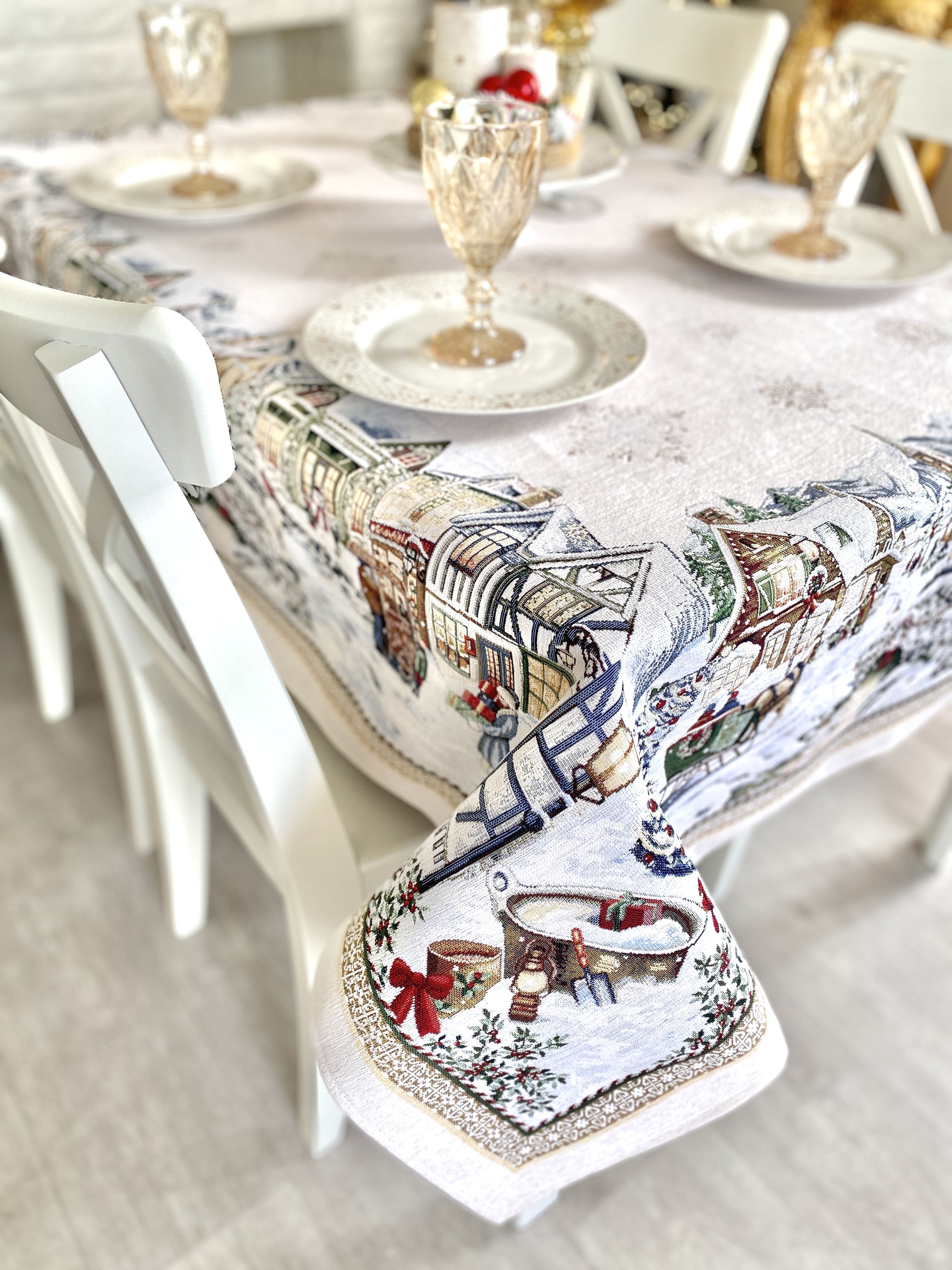 Christmas tapestry tablecloth «Festive mood» With microfibre &amp; silver lurex Limaso Textile