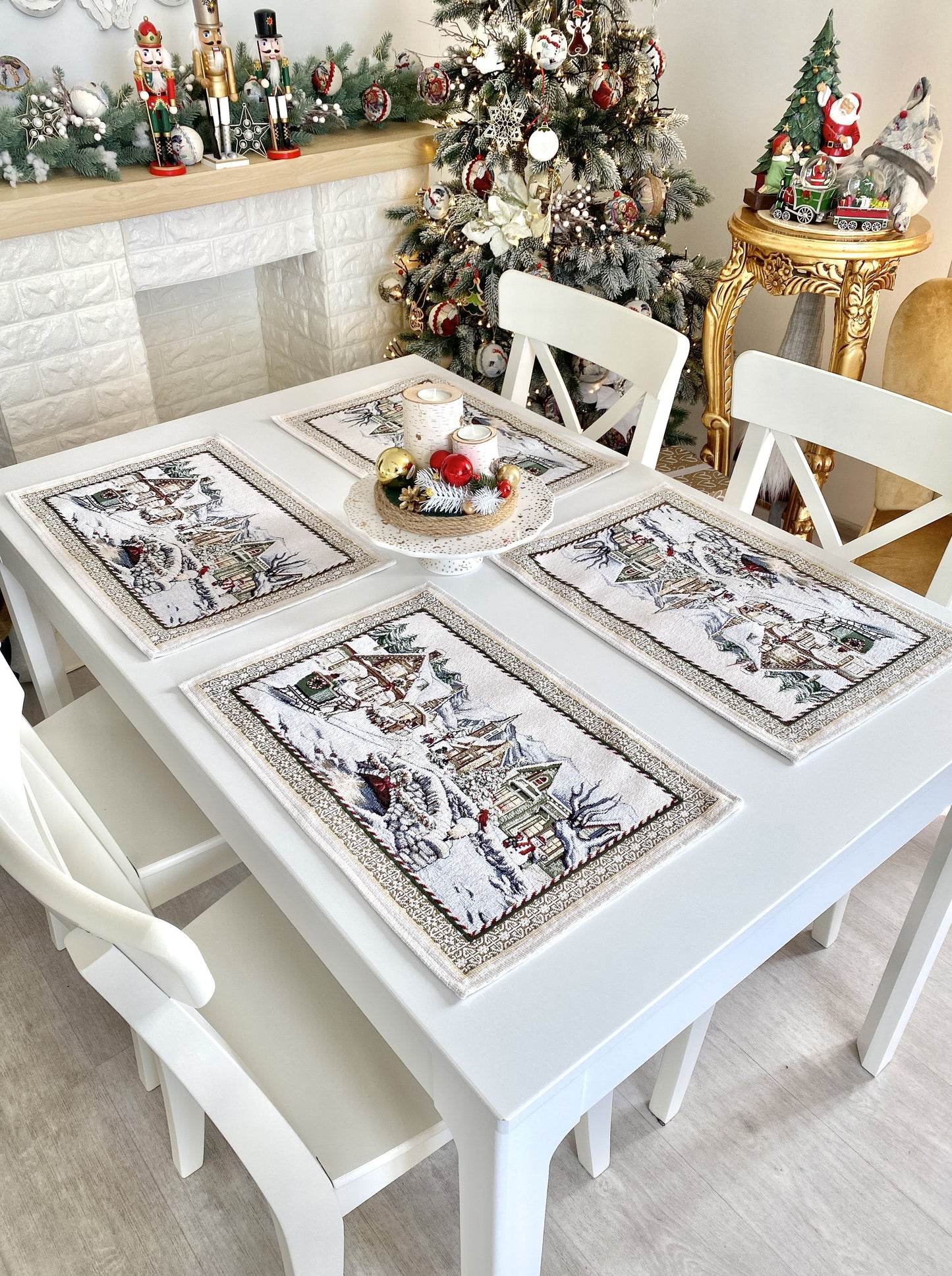 Winter Holiday Placemats «Festive mood» With microfibre & silver lurex